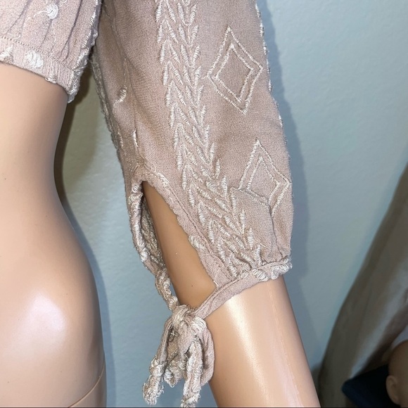 Audrey 3+1 cropped long sleeve blouse off the shoulder Boho/western style SZ M - Picture 9 of 11